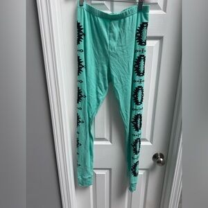 PINK Victoria's Secret Mint Leggings with Black Tribal Design